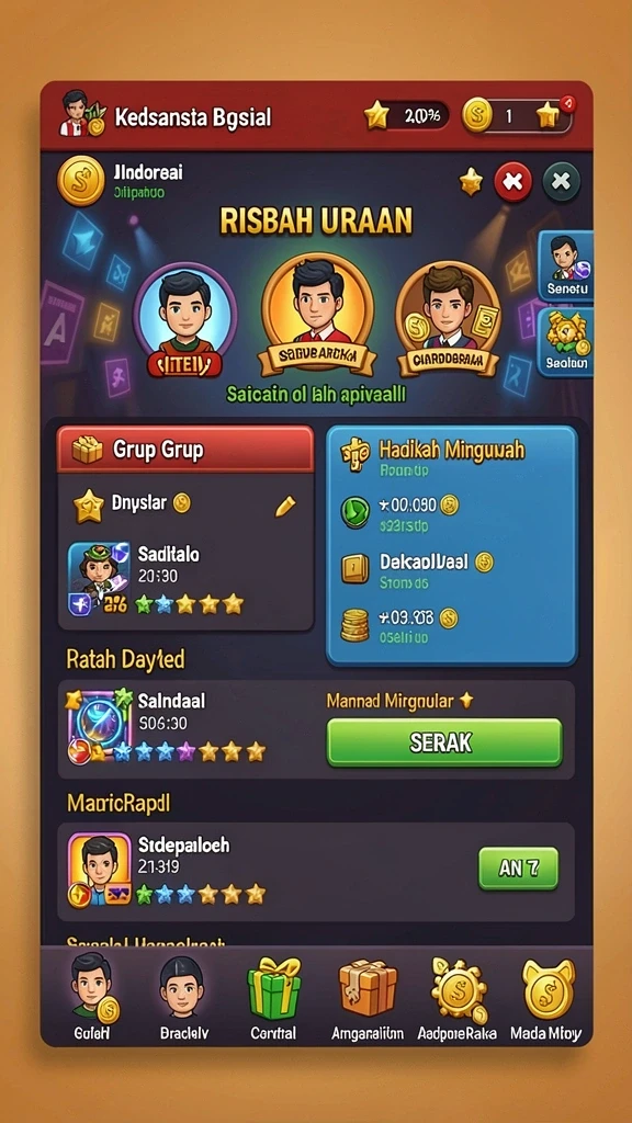 Fitur sosial untuk terhubung dengan teman dan pemain lain.